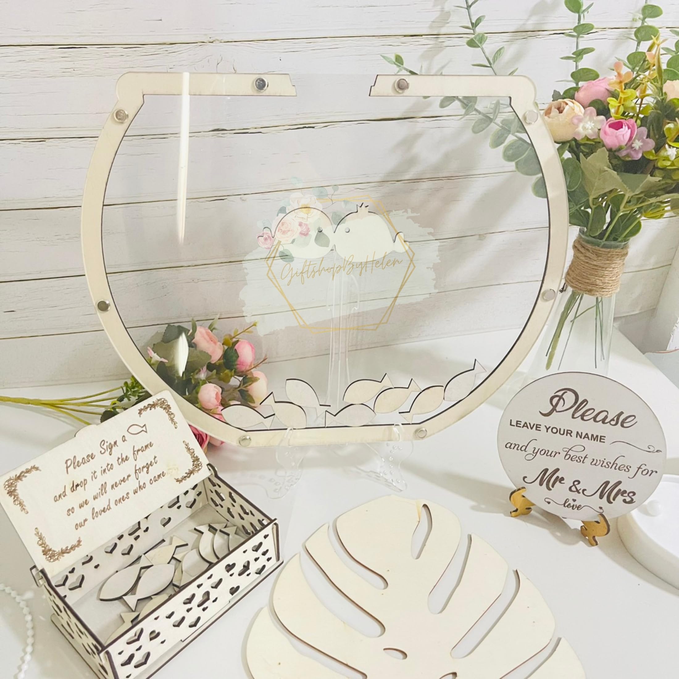 Beach Wedding Guest Book Alternative Frame - Wooden Drop Box for Signatures, Ocean Theme Personalized Wedding Gift - Perfect for Beach Weddings, Receptions & Anniversary Decor