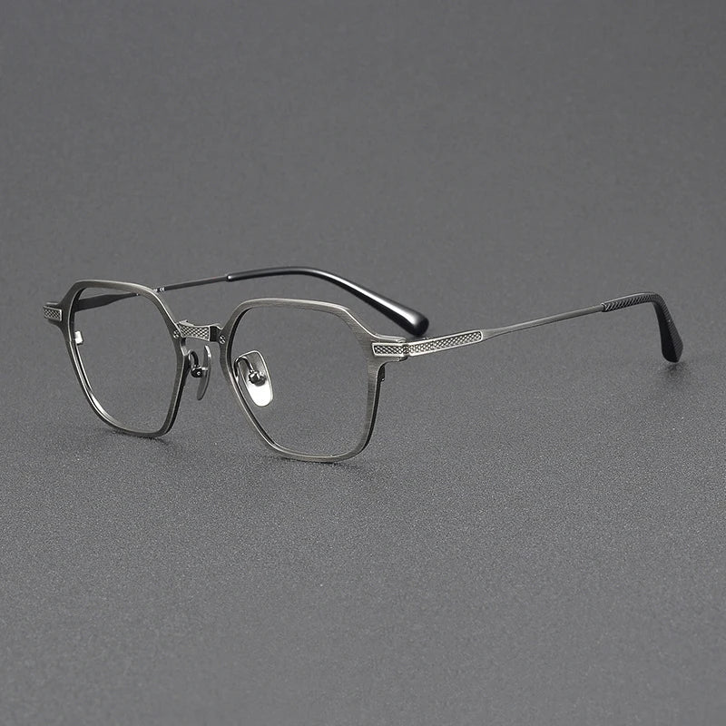 Black Unisex Full Rim Flat Top Square Titanium Eyeglasses Frame 63425 - Lightweight Durable Glasses for Work, Reading & Fashion