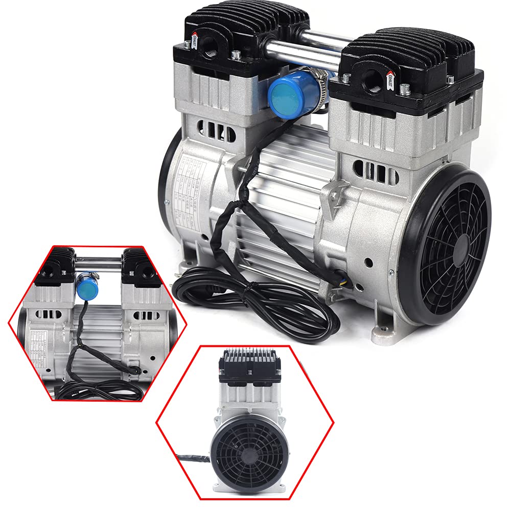 Oil-Free Vacuum Pump 7CFM, 1100W Industrial Air Compressor - Quiet High Vacuum Piston Pump, Fully Automatic, 110V - Ideal for HVAC, Automotive, and Laboratory Applications