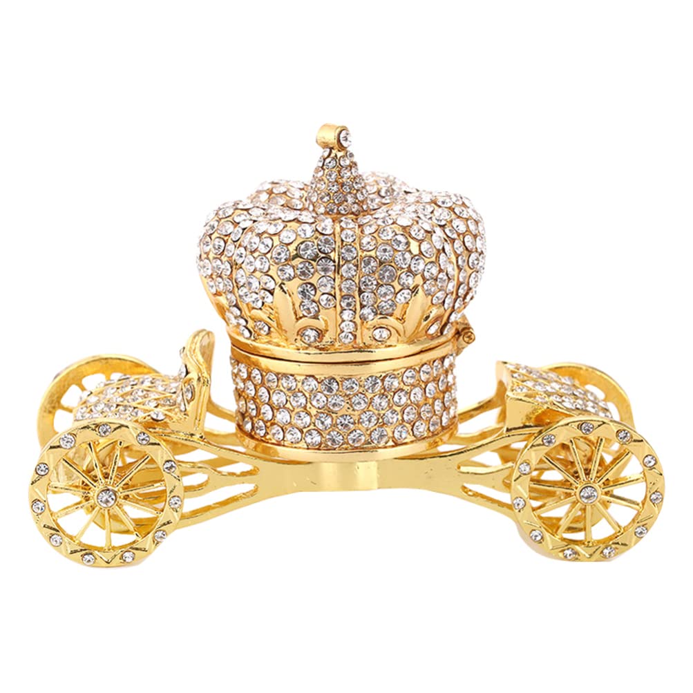 BESPORTBLE Rhinestone Jewelry Box - Crystal Pumpkin Carriage Trinket Box with Hinged Lid for Women & Girls | Elegant Jewelry Storage for Dresser, Vanity & Gift Giving