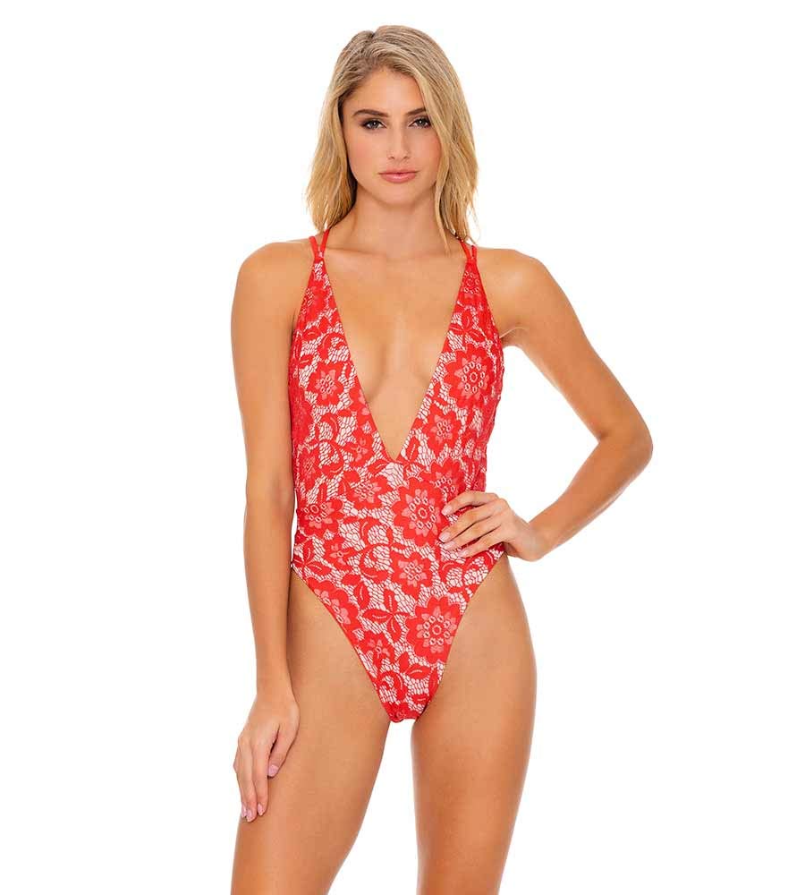 Corazon DE SEDA - Sexy Deep V Neck Cross Back One Piece Swimsuit for Women | Perfect for Beach Vacation, Pool Party & Summer Getaways