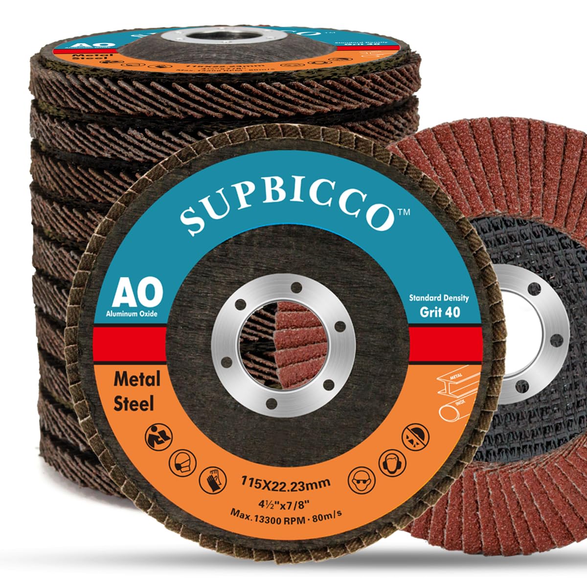 10 Pack 40 Grit Flap Discs 4 1/2 Inch for Angle Grinder - Type 29 Abrasive Sanding Flapper Wheels with Aluminum Oxide - Perfect for Metal Grinding, Wood Sanding & Surface Preparation