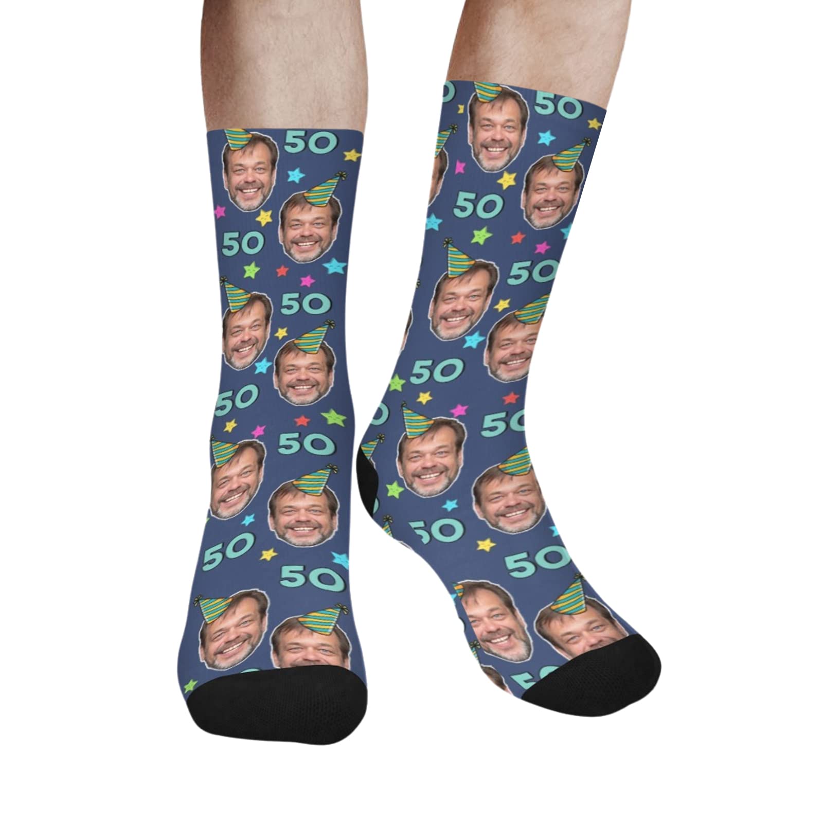 Custom Photo Face Crew Socks - Personalized Birthday Gift Socks for Men & Women | Funny Unisex Socks with Printed Photos | Great for Birthdays, Anniversaries & Unique Gifts