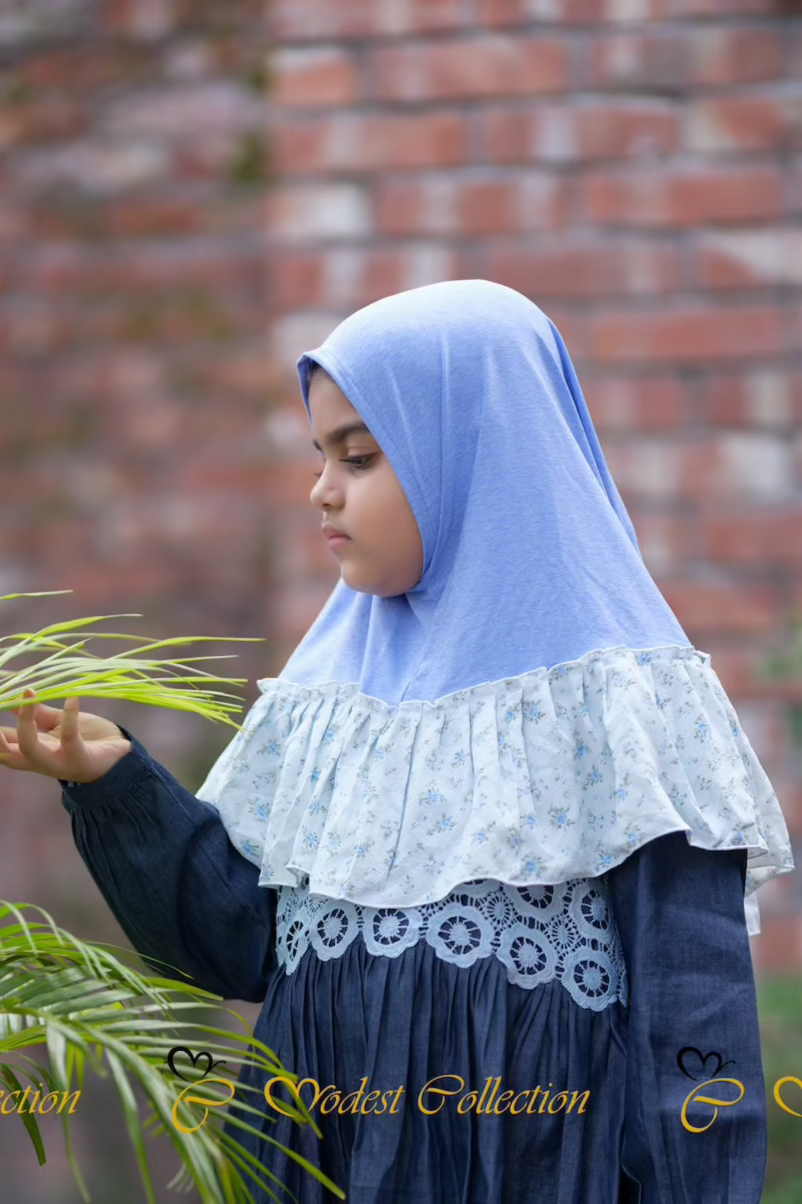 Cornflower Blue Baby Hijab - Soft & Comfortable Islamic Headscarf for Toddlers - Perfect for Prayer, Outings, and Special Occasions