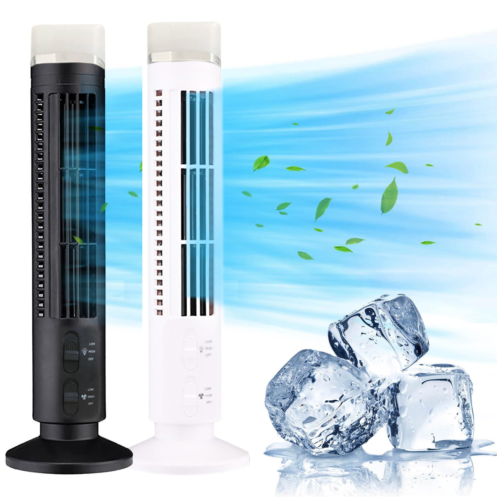 Portable Bladeless Tower Fan - USB Powered, Low Noise, Vertical Standing Desk & Floor Fan for Bedroom, Living Room, Office | White | Perfect for Home Cooling & Workspace Air Circulation