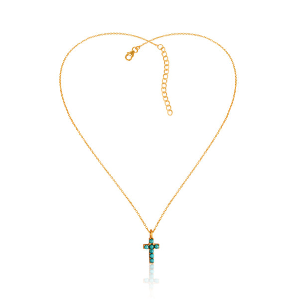Elegant Turquoise Cross Necklace for Women - Dainty Pendant Jewelry Gift for Her - Perfect for Church, Weddings & Everyday Wear