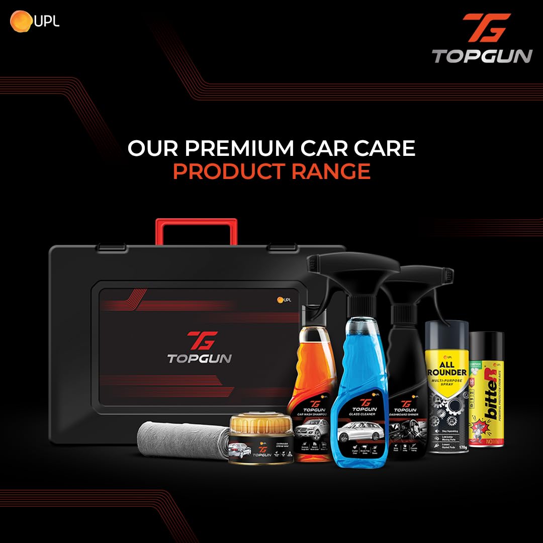 TOPGUN Glass Cleaner 250ml - Streak-Free Formula for Windows, Mirrors & Glass Surfaces | Removes Mud, Dirt, Grease & Fingerprints | Perfect for Home, Office & Car Cleaning