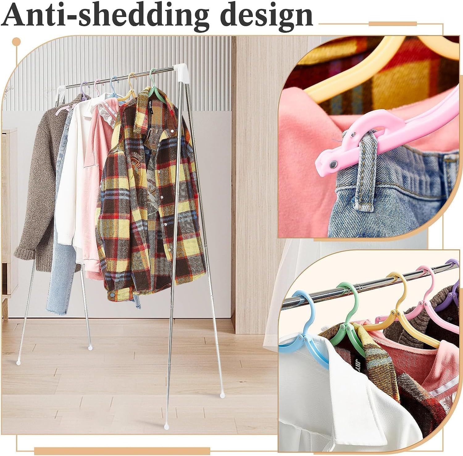 Portable Folding Garment Rack - Collapsible Clothes Drying Rack for Laundry, Travel, Camping & RV - Compact Space-Saving Storage Solution for Indoor & Outdoor Use - Includes 3 Foldable Hangers (White) | Perfect for Apartments, Dorms, Hotels & Small Spaces