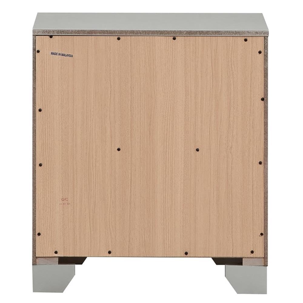 Glory Furniture 2-Drawer Nightstand with Metal Frame - Silver Champagne Finish - Bedside Table for Bedroom, Living Room & Guest Room - Modern Storage Solution for Small Spaces