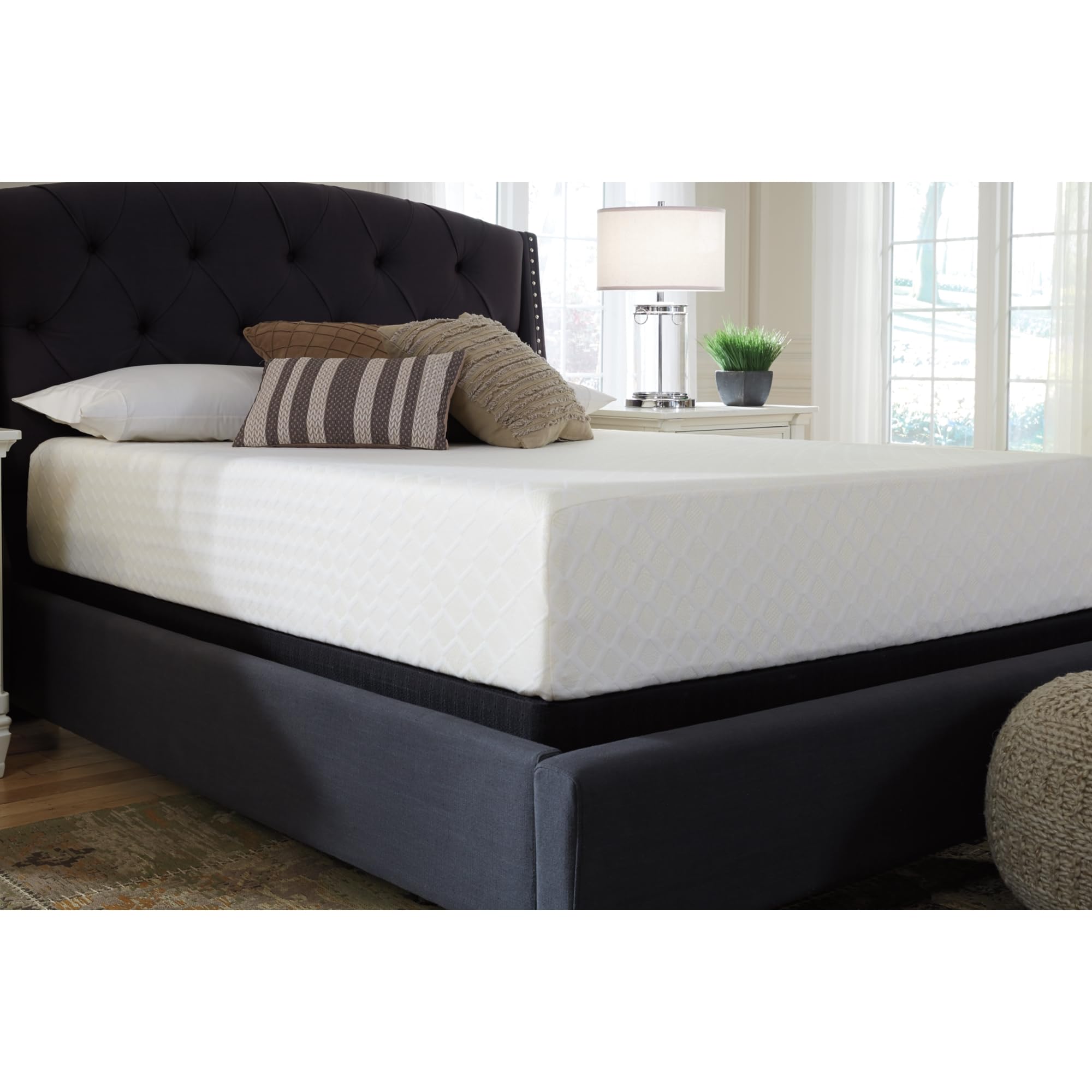 Signature Design by Ashley Queen Size Chime 12 Inch Medium Firm Memory Foam Mattress with Green Tea & Charcoal Gel - Pressure Relief & Cooling Support for Back, Stomach & Side Sleepers | Perfect for Bedroom, Guest Room & Apartment
