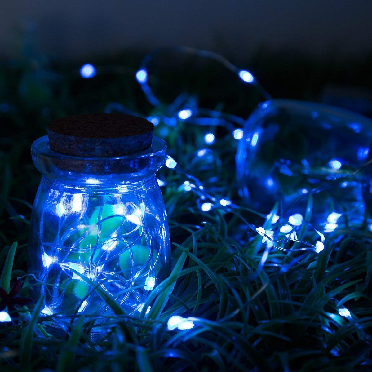 Battery Operated Fairy Lights - 2 Pack Mini 3*AAA Powered Copper Wire LED Starry String Lights for Bedroom, Christmas, Party & Home Decoration (5m/16ft Blue) | Perfect for Wedding, Garden, DIY Projects & Indoor/Outdoor Decor