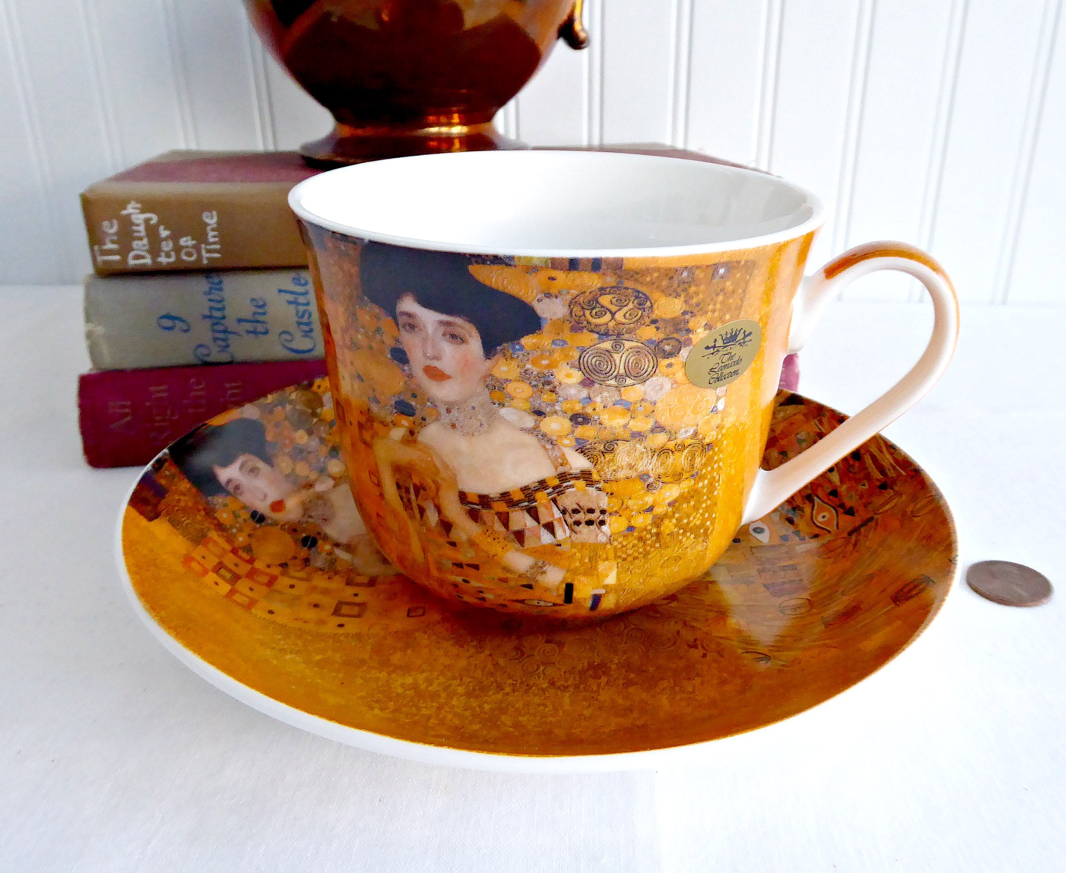 Klimt Portrait of Adele Breakfast Cup and Saucer Set - Leonardo Art Nouveau Bone China Tea Cup for Coffee, Tea & Home Decor