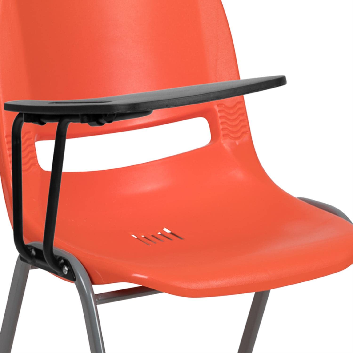 Flash Furniture HERCULES Orange Ergonomic Shell Chair with Right Handed Flip-Up Tablet Arm - Comfortable Office & Gaming Chair for Home & Workspace