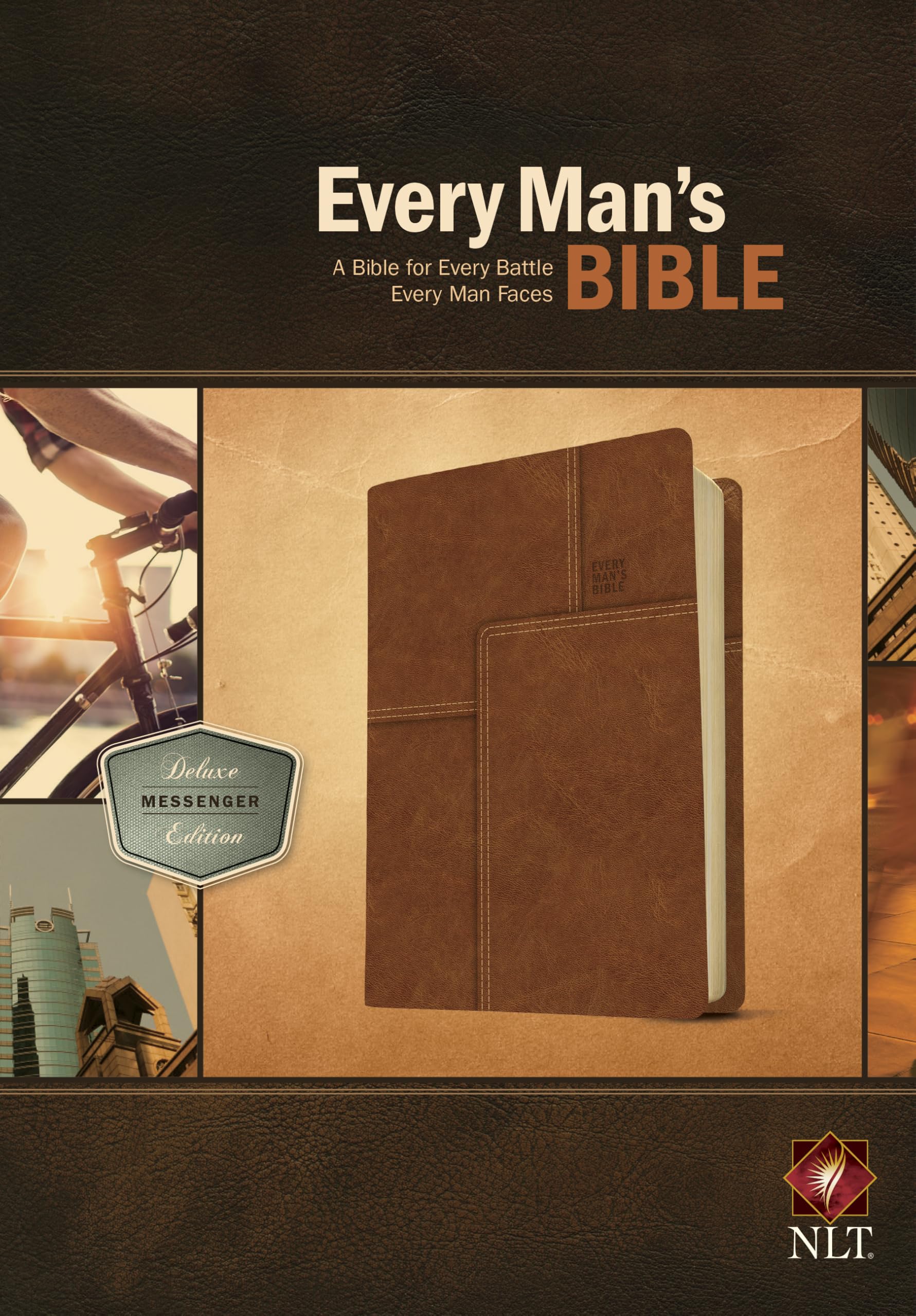 Every Man's Bible NLT - Deluxe Messenger Edition LeatherLike Brown | Study Bible for Men with Notes, Charts & Book Introductions | Perfect for Devotionals, Bible Study & Gifts