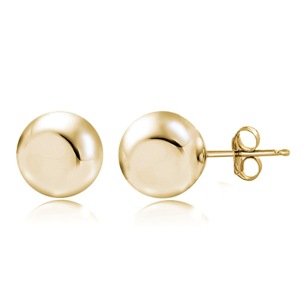 Sterling Silver Polished Bead Stud Earrings for Women - Minimalist Elegant Jewelry Gift for Everyday Wear & Special Occasions