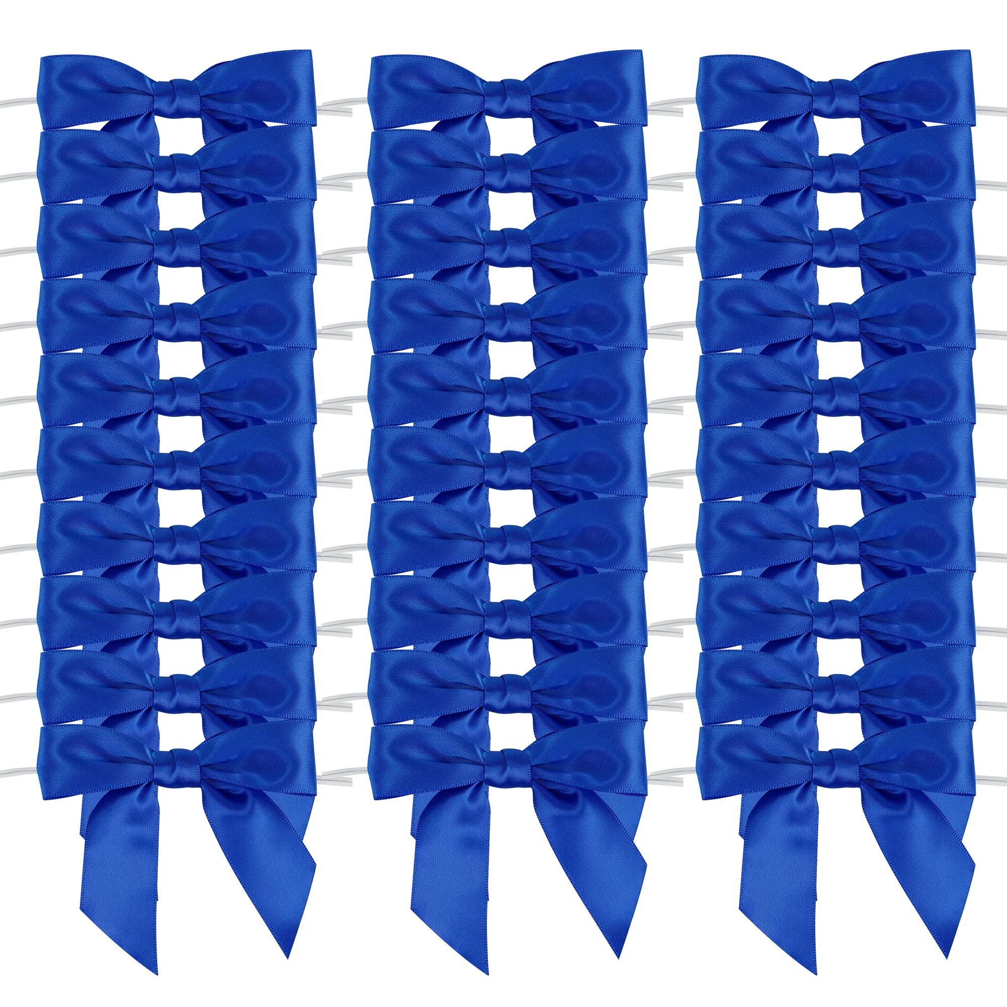 AIMUDI 3.5 Inch Royal Blue Satin Ribbon Pretied Bows - 50 Counts for Gift Wrapping, Treat Bags, Cake Pops, Hanukkah Ornaments & DIY Crafts | Perfect for Parties, Weddings & Holiday Decorations