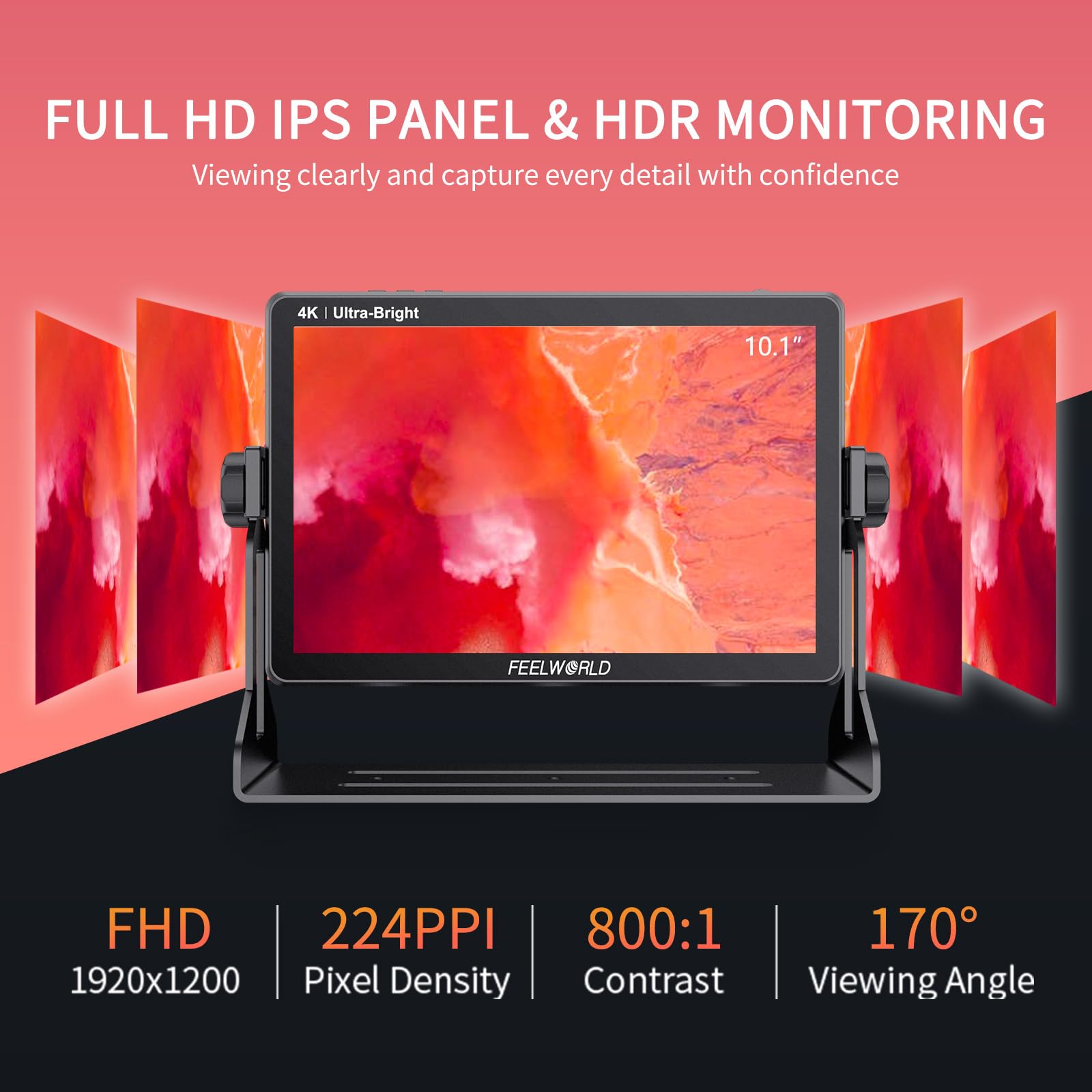 FEELWORLD LUT11H 10.1 Inch 2000nit Ultra Bright Touchscreen DSLR Camera Field Monitor with Waveform, LUT, F970 Battery Kit, HDMI Input/Output - Perfect for Outdoor Filmmaking, Vlogging, and Professional Video Production