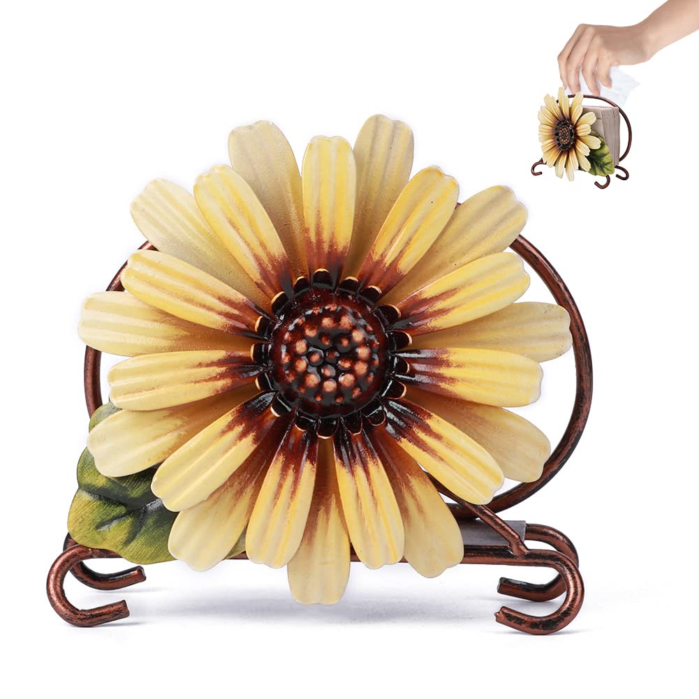 Rustic Sunflower Farmhouse Napkin Holder for Table - Decorative Kitchen Organizer for Paper Napkins | Perfect for Dining Room, Kitchen Decor, and Farmhouse Style Home