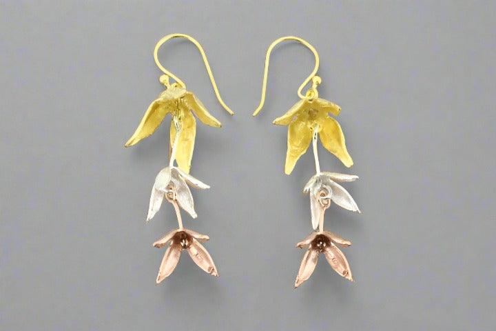 3-Piece Floral Drop Earrings Set - Silver, Gold, Rose Gold for Women | Elegant Dangle Earrings for Parties, Weddings & Everyday Wear