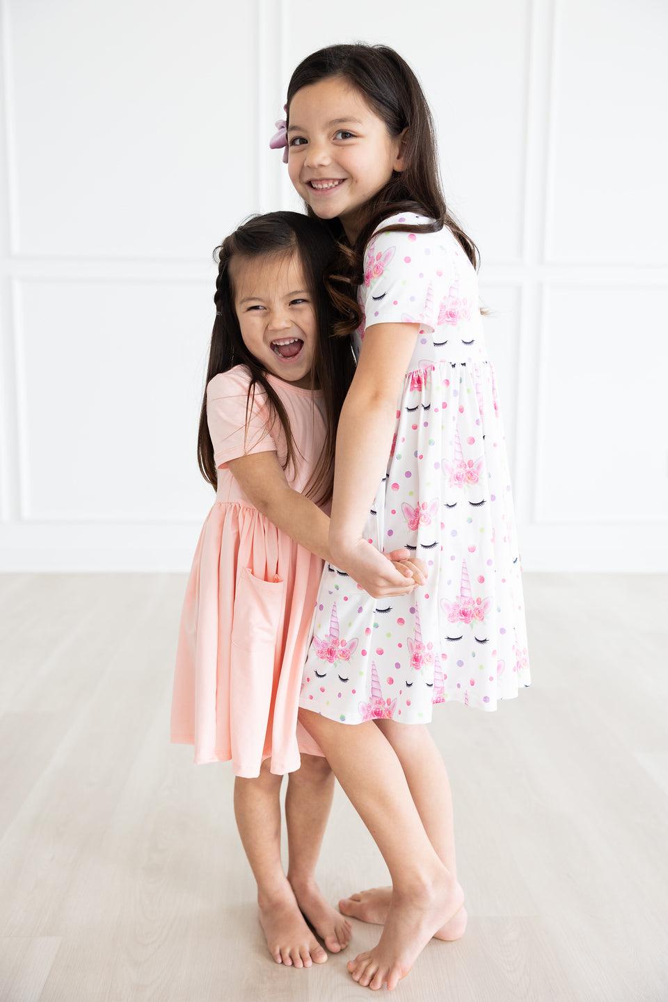 Peach Short Sleeve Pocket Twirl Dress for Women - Flowy Summer Casual Dress for Beach, Picnic, and Date Night