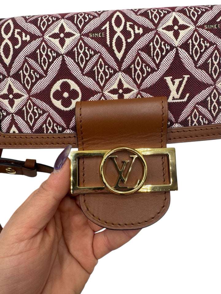 Louis Vuitton Burgundy Jacquard Dauphine Since 1854 Canvas Crossbody Bag - Luxury Designer Handbag for Women, Perfect for Work, Travel & Evening Events