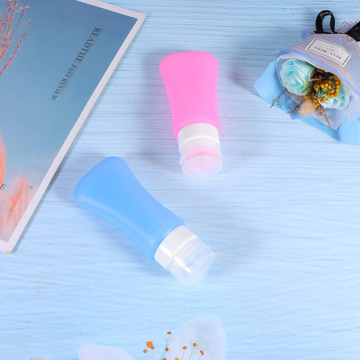 Healifty 2-Pack Empty Travel Bottles Set - Refillable Silicone Squeeze Bottles for Shampoo, Lotion & Shower Gel - Leak-Proof Mini Containers for Toiletries - Perfect for Air Travel, Gym & Vacation Essentials
