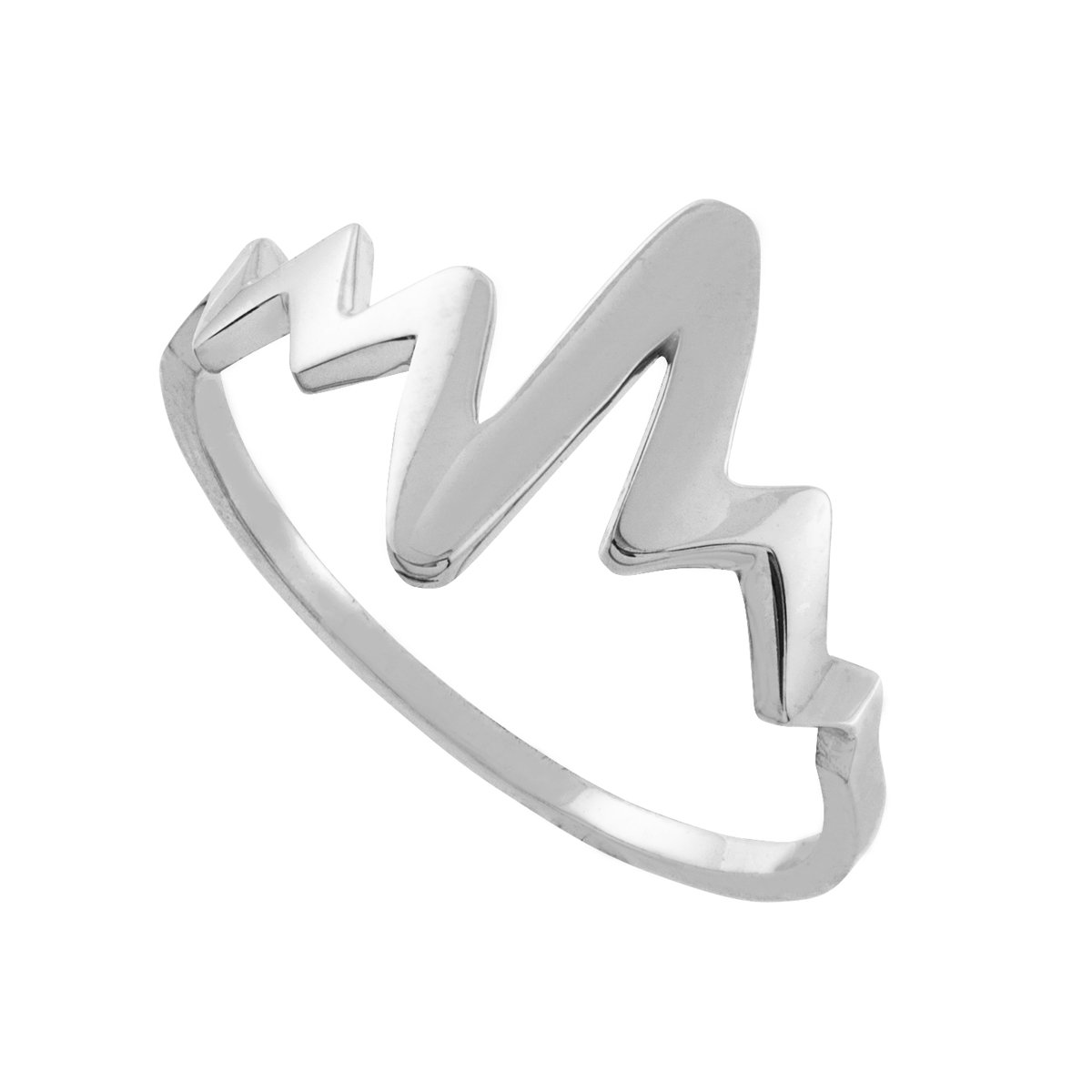 10k White Gold Lifeline Pulse Heartbeat Ring - Modern Dainty Contemporary Jewelry for Women, Perfect for Anniversary Gifts, Valentine's Day & Everyday Wear