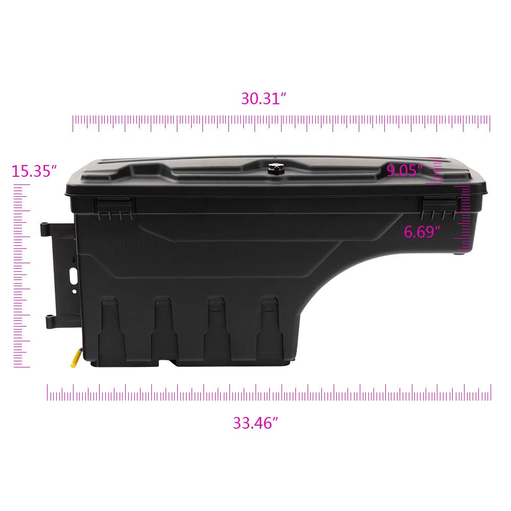 G-PLUS Black Truck Bed Storage Tool Box - Left Driver Side for 2007-2020 Toyota Tundra | Durable Cargo Organizer for Camping, Work & Outdoor Adventures