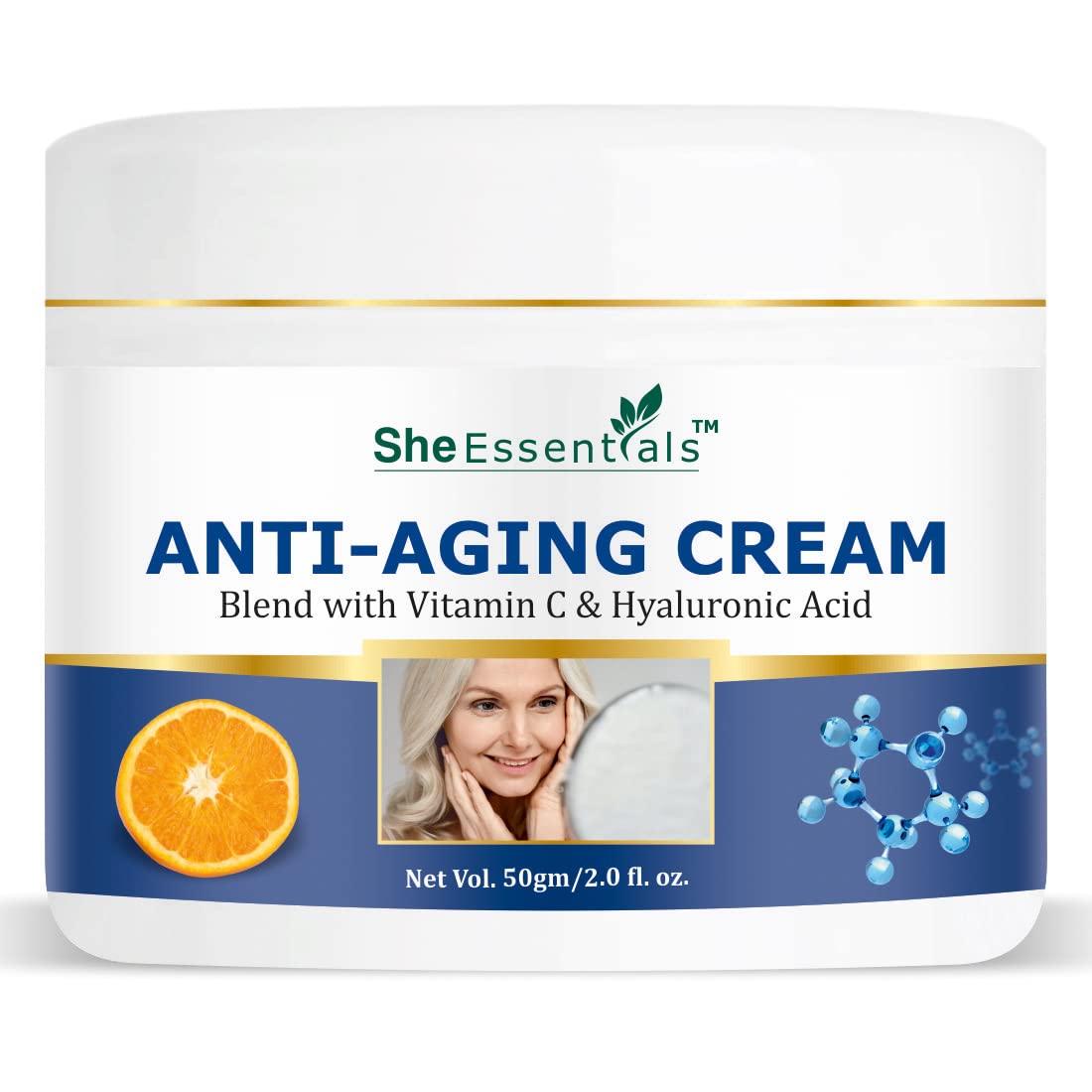 She Essentials Anti-Aging Cream - Paraben & Mineral Oil Free Day & Night Moisturizer for Women, 50g - Hydrates & Reduces Wrinkles for Youthful Skin | Perfect for Daily Skincare Routine & Travel