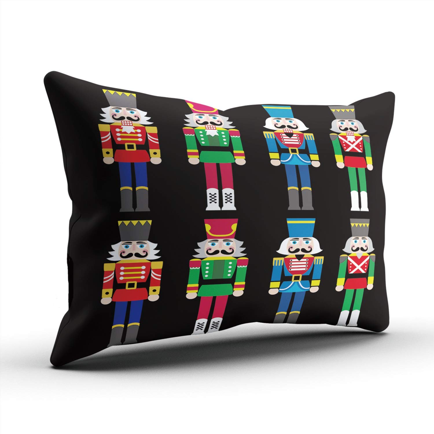 Christmas Nutcracker Soldier Throw Pillow Cover - 20x36 Inches King Size, Hidden Zipper, Single-Sided Print - Perfect for Holiday Decor, Sofa & Bedroom Accent
