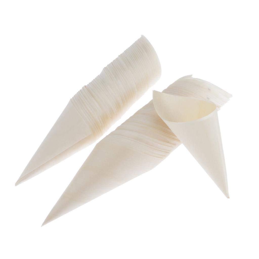 AMLESO 100-Pack Disposable Wooden Sundae Cones - 9x13cm Eco-Friendly Party Dessert Cups for Ice Cream, Yogurt, Snacks & Candy Buffet