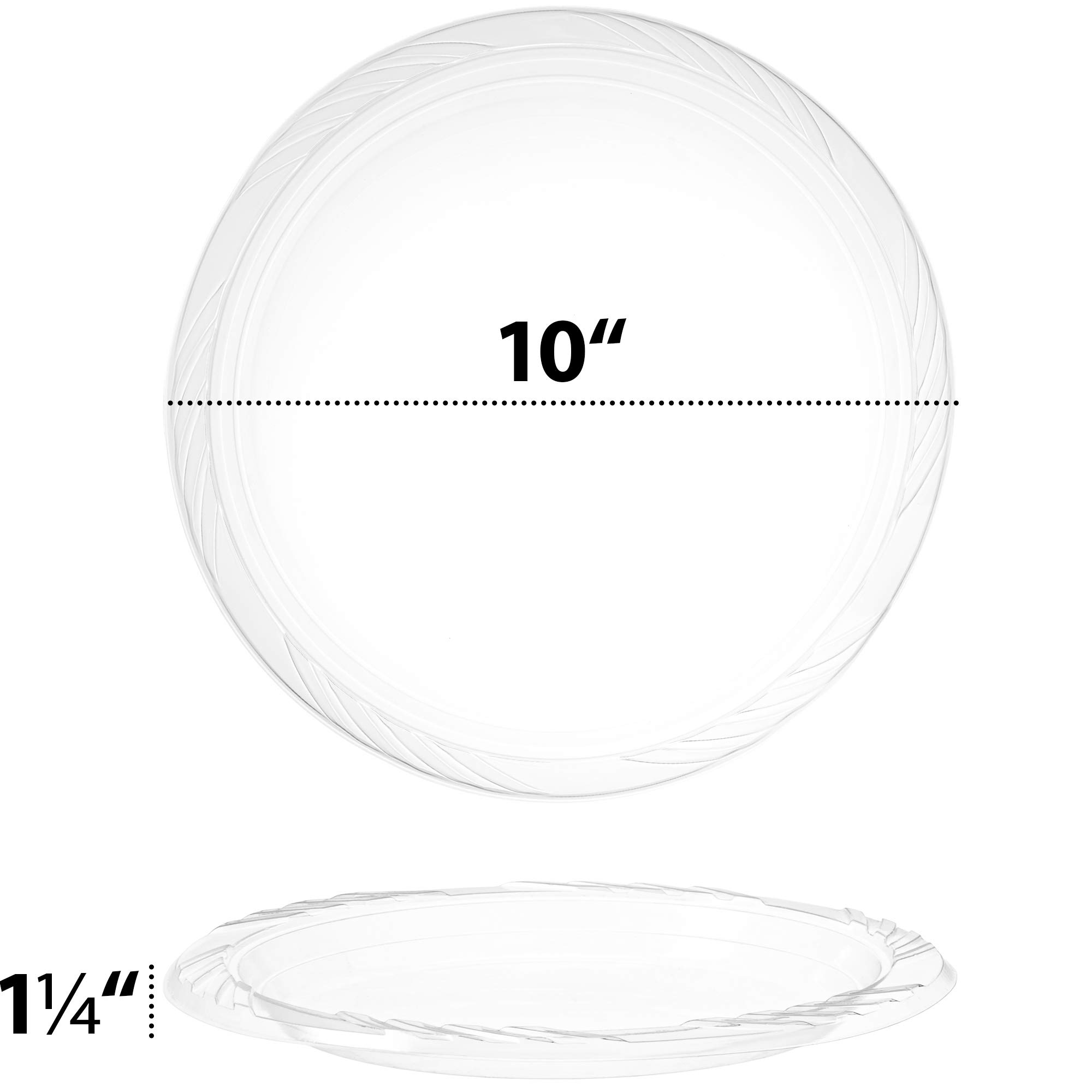 PLASTICPRO Premium Heavy Duty Clear Disposable Plastic Plates - 10 Inch, Pack of 480 - Shatterproof Dinner Plates for Parties, Picnics, BBQs & Catering Events