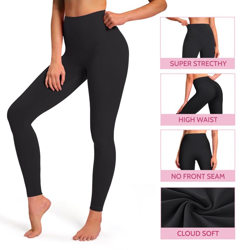 Buttercloud High Waisted Yoga Pants for Women - Tummy Control Workout Leggings, No Front Seam Gym & Running Tights | Perfect for Yoga, Pilates & Everyday Wear