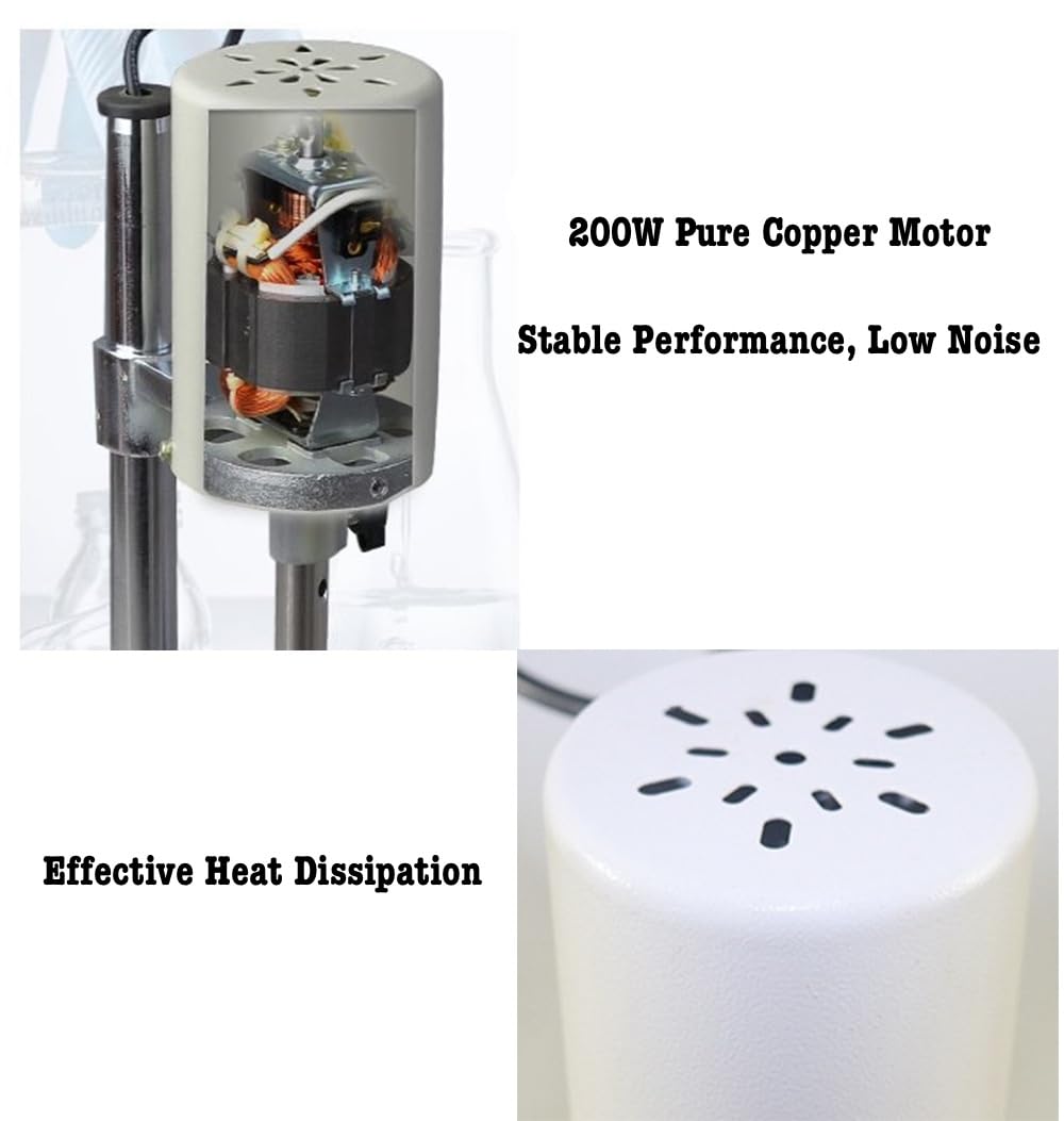 FSH-2A High Speed Homogenizer Mixer 5-1000ml, 20,000RPM Lab Homogenizer with 2X SUS304 Working Heads & Magnetic Clips, 110V for Emulsifying, Cell Disruption - Perfect for Laboratory, School & Research Use