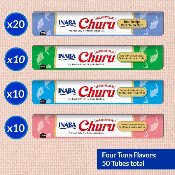 Inaba Churu Tuna Recipe Creamy Purée Cat Treats - Grain-Free, Healthy Snacks for Cats - Perfect for Training, Bonding & Hydration (Variety Jar)
