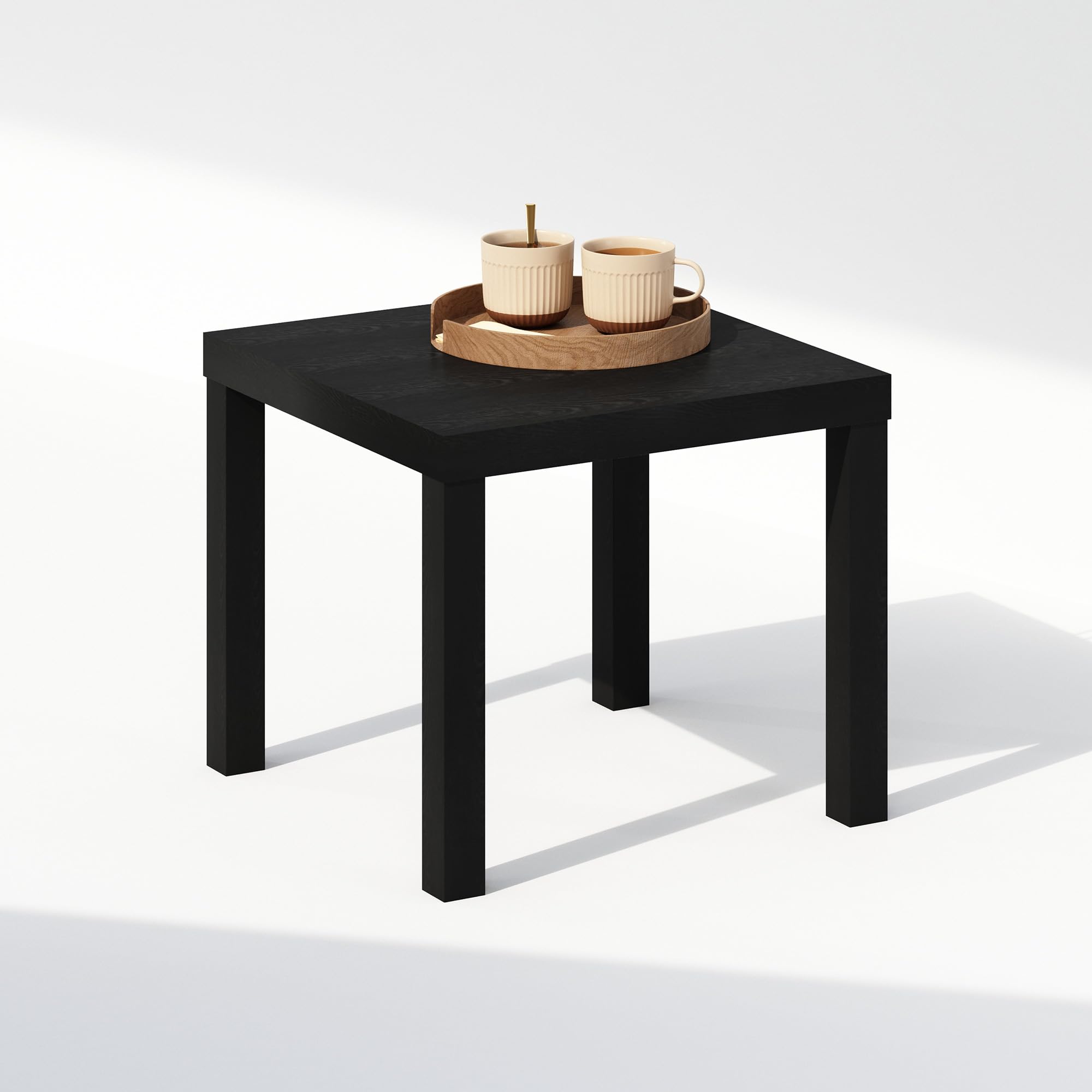 Furinno Simple Square Coffee Table - Black End Table for Living Room, Bedroom, or Office - Sturdy & Stylish Side Table for Home Decor