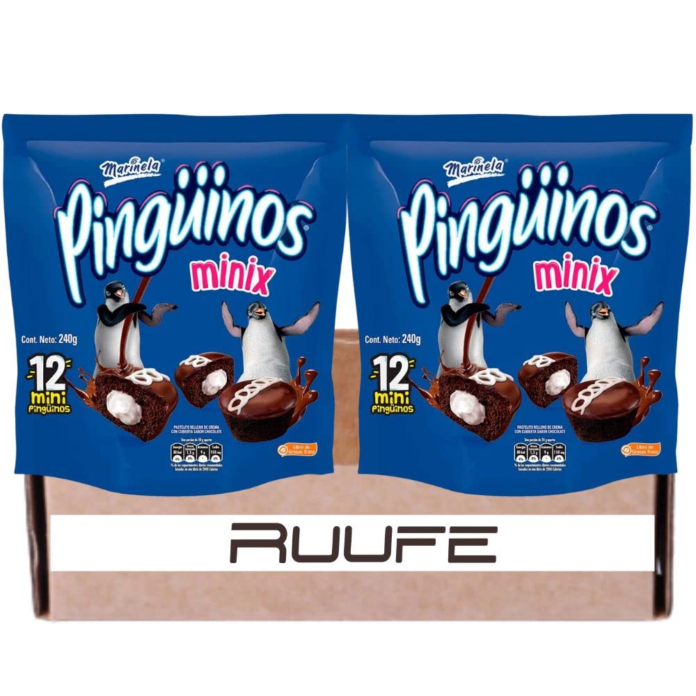 Marinela Pinguino Chocolate Cupcakes (24 Count - 2 Pack) - Cream Filled Mexican Snacks & Candy for Parties, Pinatas & Dessert Platters