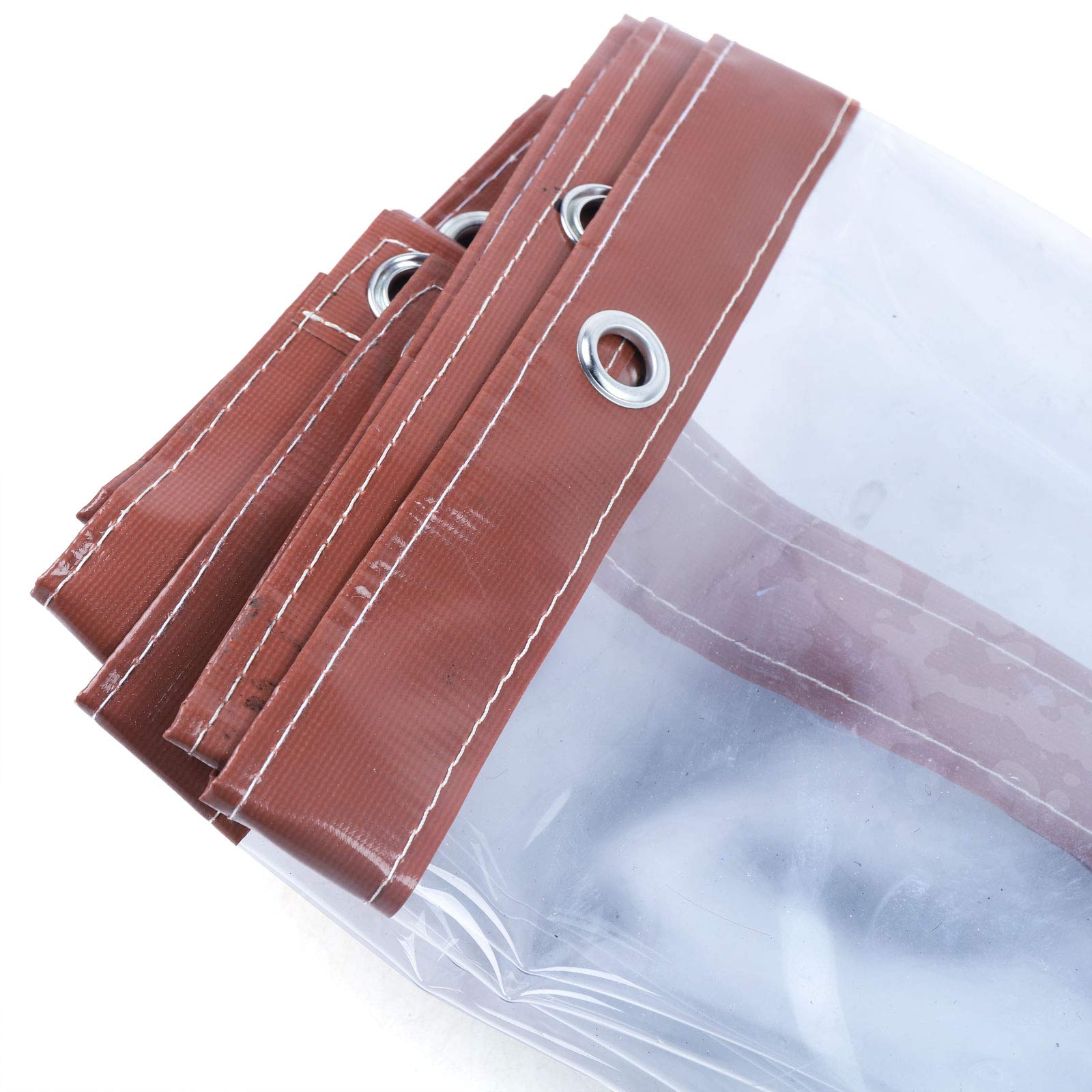 **Waterproof Clear Vinyl Awning - 8x16 Feet (2.5x5m) Commercial Grade Roll-Up Canopy for Patio, Tents & Outdoor Enclosures - UV Resistant & Durable (Brown) - Perfect for Restaurants, Backyards & Event Tents**