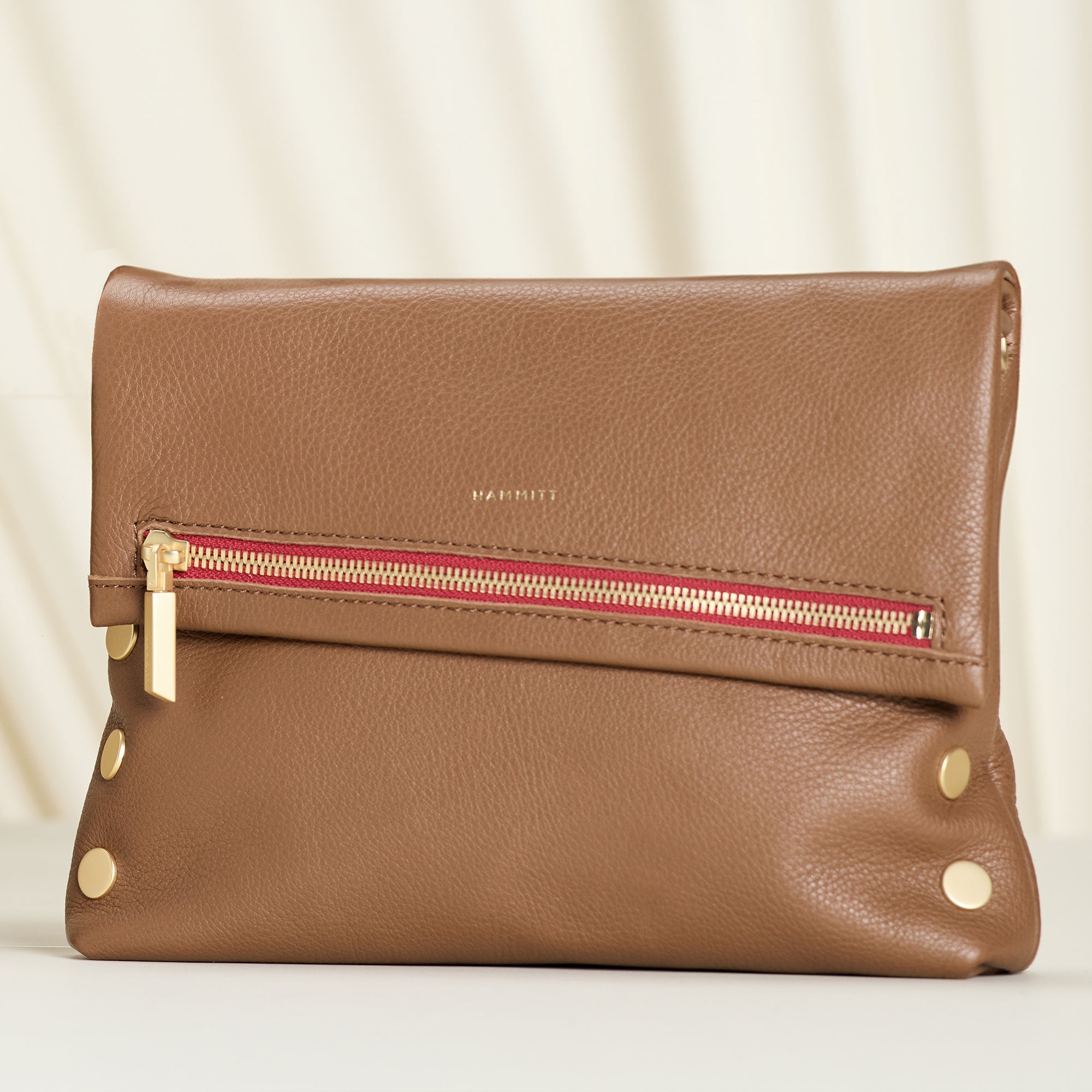 VIP Mahogany Pebble & Brushed Gold Red Zipper Medium Wallet - Perfect for Everyday Use, Travel & Gift Giving