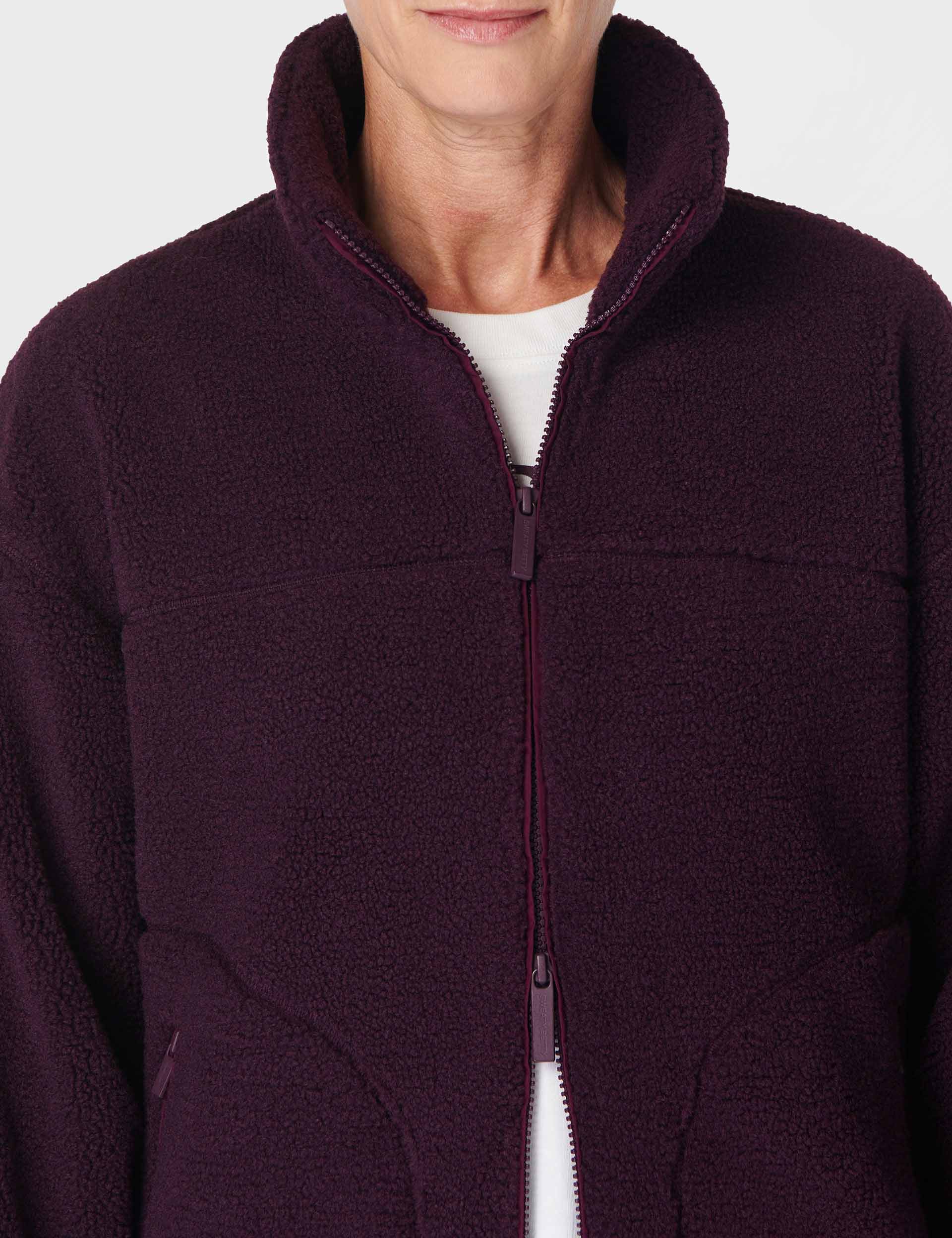 Soft Plush Textured Zip Up Hoodie - Midnight Cherry Purple for Women | Cozy Winter Loungewear & Casual Outfit