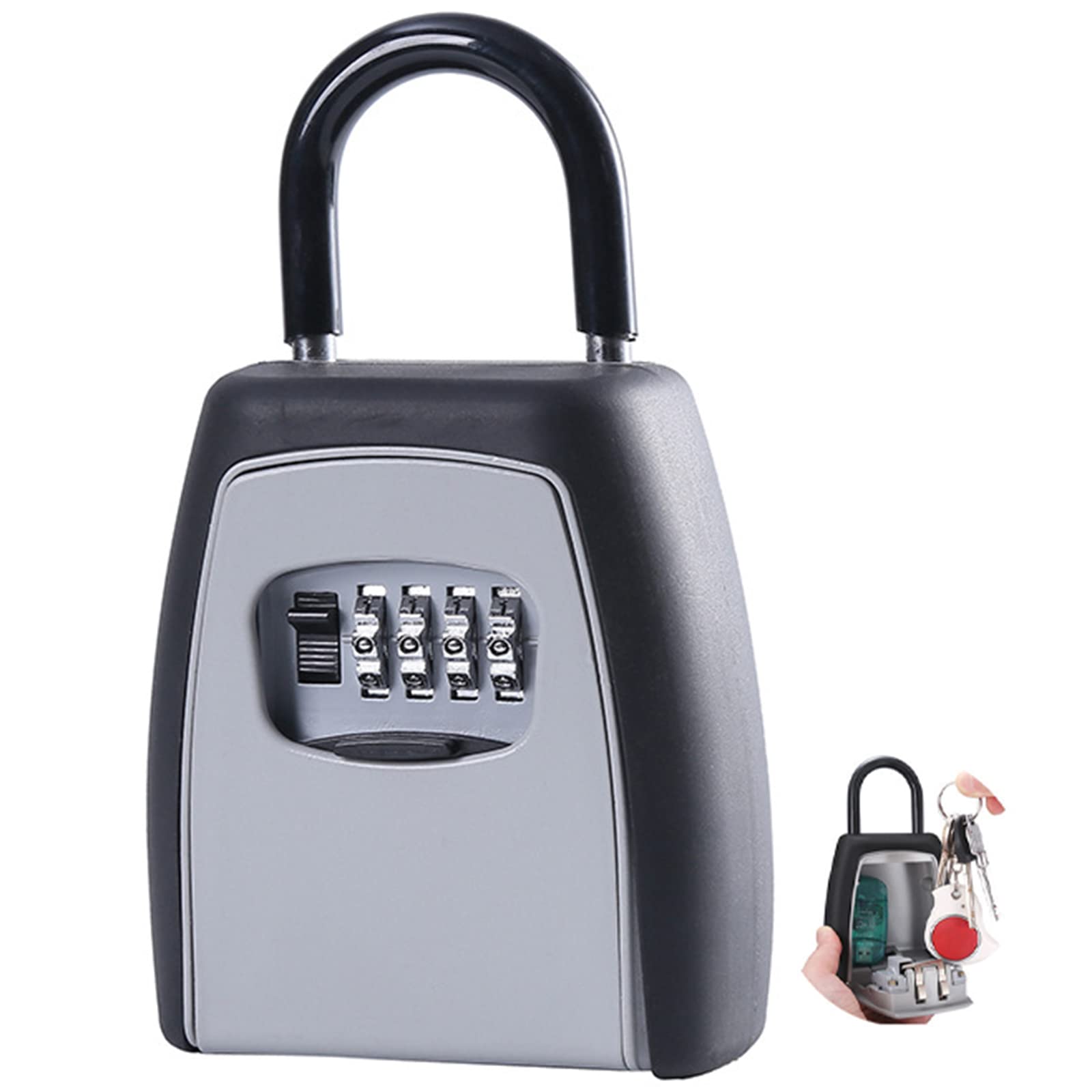 Secure Key Lock Box with 4-Digit Combination - Portable & Weatherproof Storage for Keys - Ideal for Home, Office, Garage & Outdoor Use