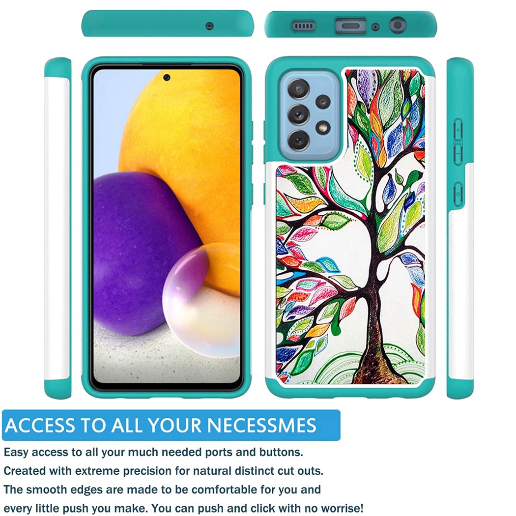 Shockproof Heavy Duty Samsung Galaxy A72 5G Phone Case - Cute Tree Design Protective Cover for Everyday Use, Travel & Outdoor Activities