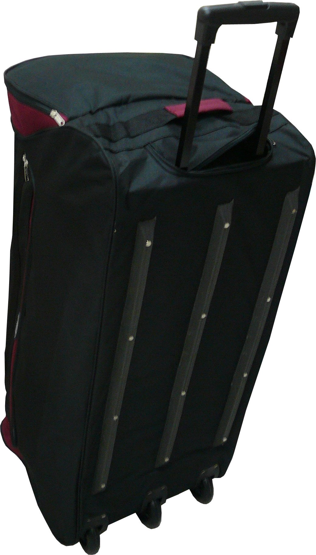30-Inch Rolling Duffle Bag for Travel - Black & Burgundy Luggage with Wheels | Perfect for Airplane Carry-On, Gym, and Weekend Getaways