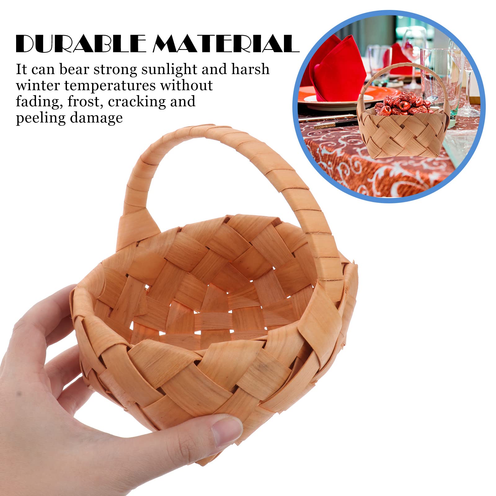 LUOZZY 2-Pack Handwoven Wicker Storage Baskets - Small Wooden Easter Egg & Flower Basket Set for Home Decor, Organizing, and Holiday Display