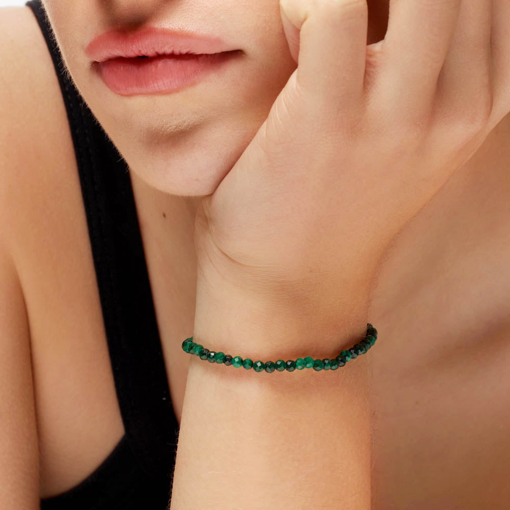 Micro Malachite Bead Bracelet in Gold - Handmade Gemstone Jewelry for Women - Perfect for Everyday Wear, Gifts & Spiritual Healing