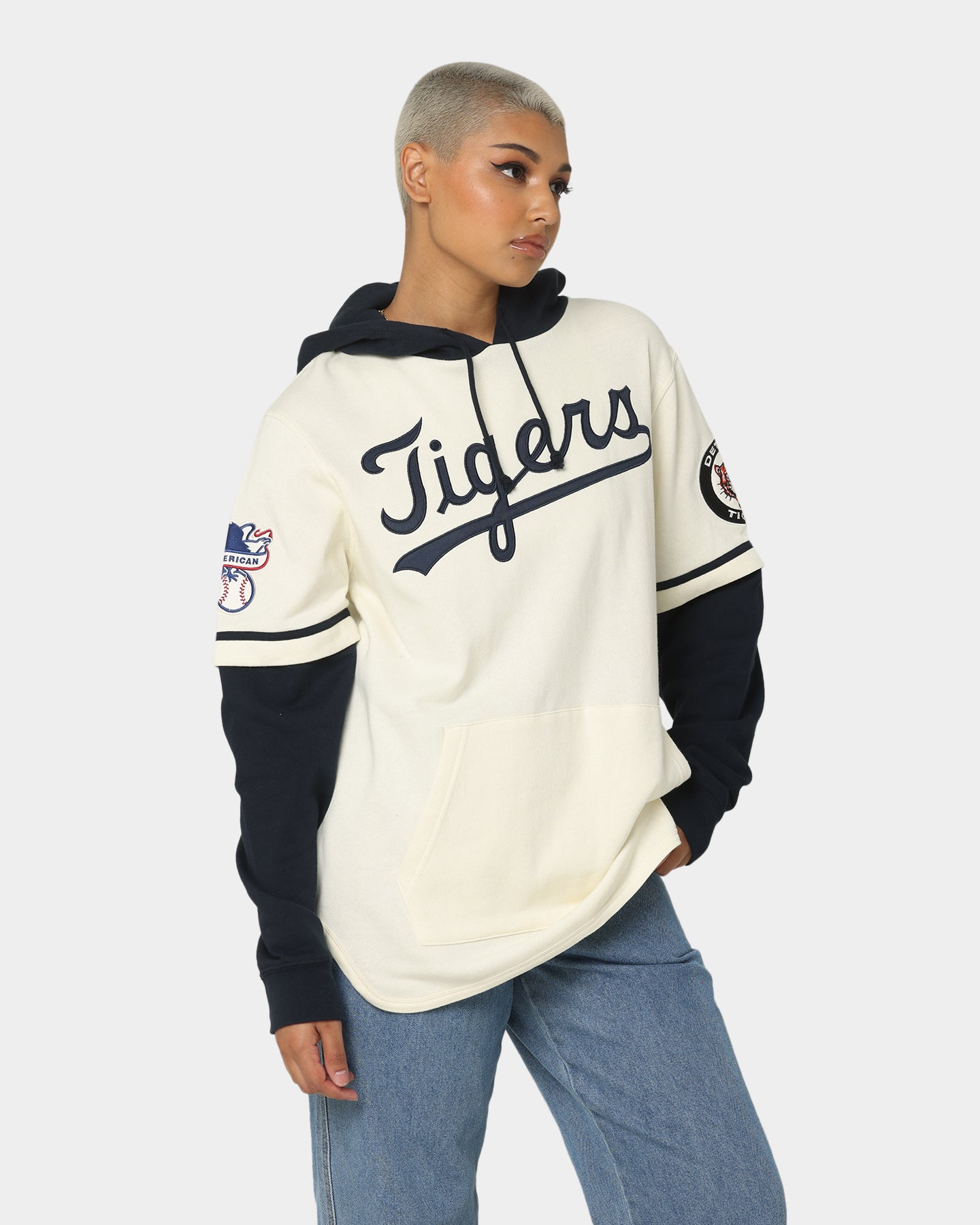 47 Brand Detroit Tigers Shortstop Hoodie Cream - Men's Baseball Fan Apparel for Casual Wear & Game Day Outfits
