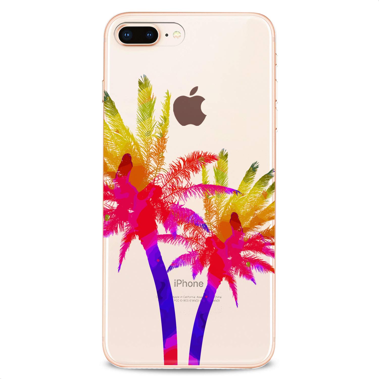 Trendy TPU Phone Case for iPhone 16/15/14/13/12/11 Pro Max/Plus/Mini/XS/XR/X/8+/7/6/5/SE - Vibrant Pink Tropical Palm Tree Design, Slim Flexible Silicone Cover with Clear Print (Perfect for Beach Vacations, Summer Outings & Girls' Accessories)