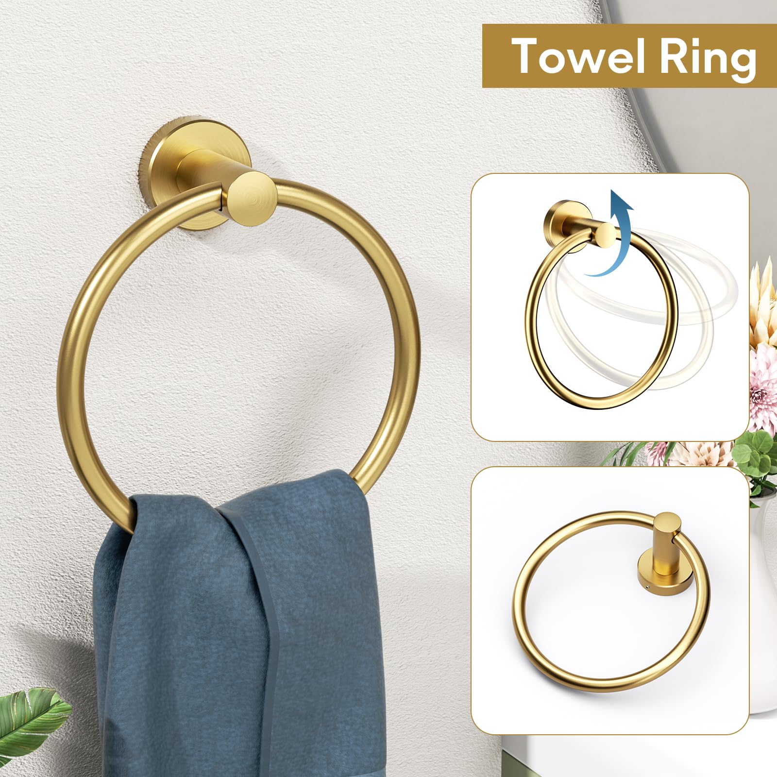Brushed Gold 5-Piece Bathroom Hardware Set - 24