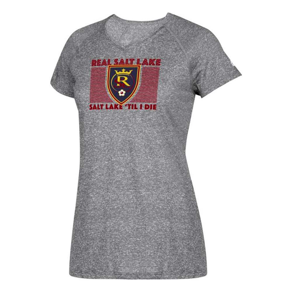 Adidas Real Salt Lake MLS Women's Grey Climalite T-Shirt with Team Logo - Moisture-Wicking Soccer Jersey for Training & Fan Support