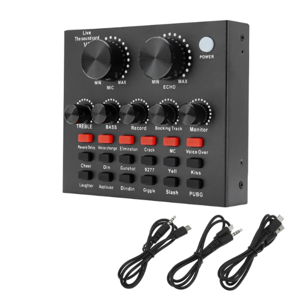 V8 Sound Card for Live Streaming - Voice Changer & Karaoke Headset with External Sound Card for Mobile, Home KTV - Perfect for Singing, Gaming & Podcasting